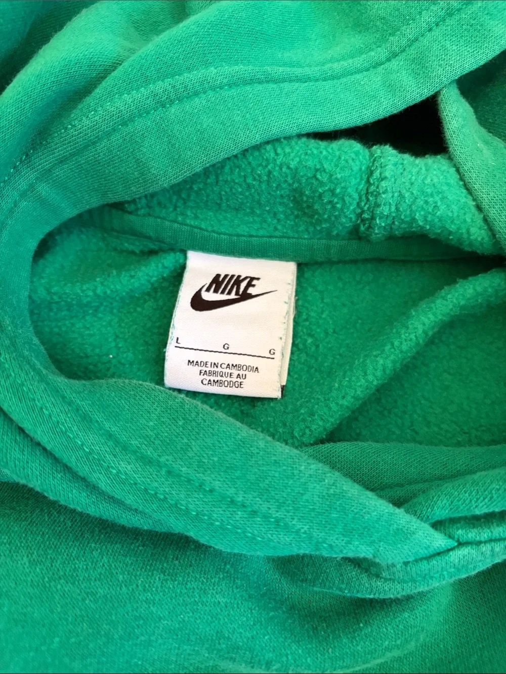 Nike Green Crewneck Hoodie with White Arch Logo-kids size large